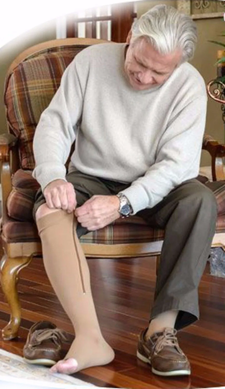 Zipper Compression Zip Shape Leg Support Knee Stockings Sox Open Toe S