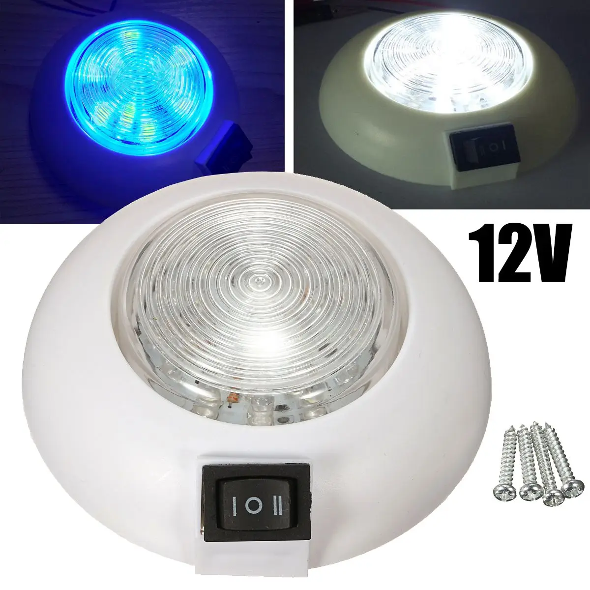 Us 6 77 35 Off White Blue Car Interior Light Led Lamp 12v Dual Color For Rv Car Boat Interior Dome Light In Signal Lamp From Automobiles