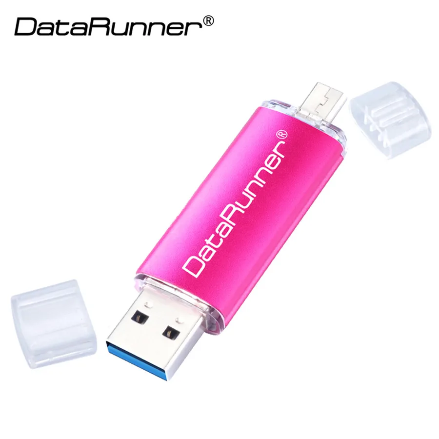 DataRunner USB флеш-накопитель OTG 2 в 1 USB3.0 и микро-порт флеш-накопитель 32 Гб 64 Гб 128 ГБ 256 ГБ высокоскоростные флеш-накопители cle USB флеш-накопитель - Color: Rose red