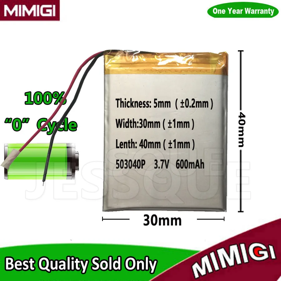 

503040 Polymer 3.7V 600mAh Battery For Mini Mobile Phone Mp3 MP4 MP5 tachograph GPS navigator Speaker Headset Bluetooth AKKU