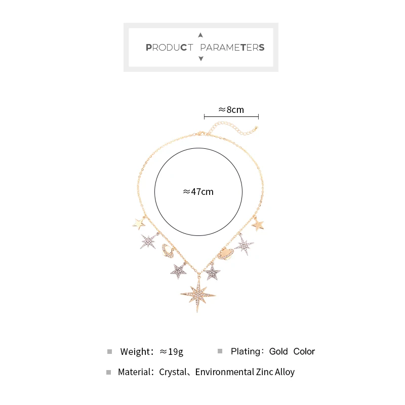 Kissme, изысканный кристалл, анис, звезда, пентаграмма, планета подвеска, ожерелье для женщин, подарки, золотой цвет, сплав, ожерелье s, новые аксессуары