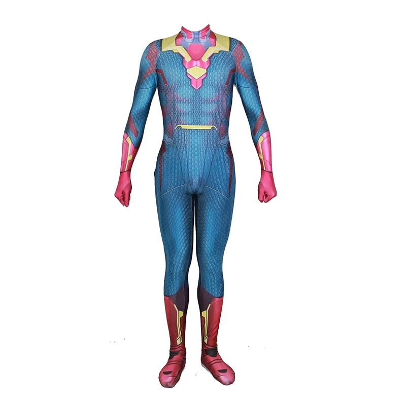 Капитан Америка видение Косплэй костюм супергерой zentai костюмы на Хэллоуин Карнавальный Костюм плащи-комбинезоны маска - Цвет: Jumpsuit