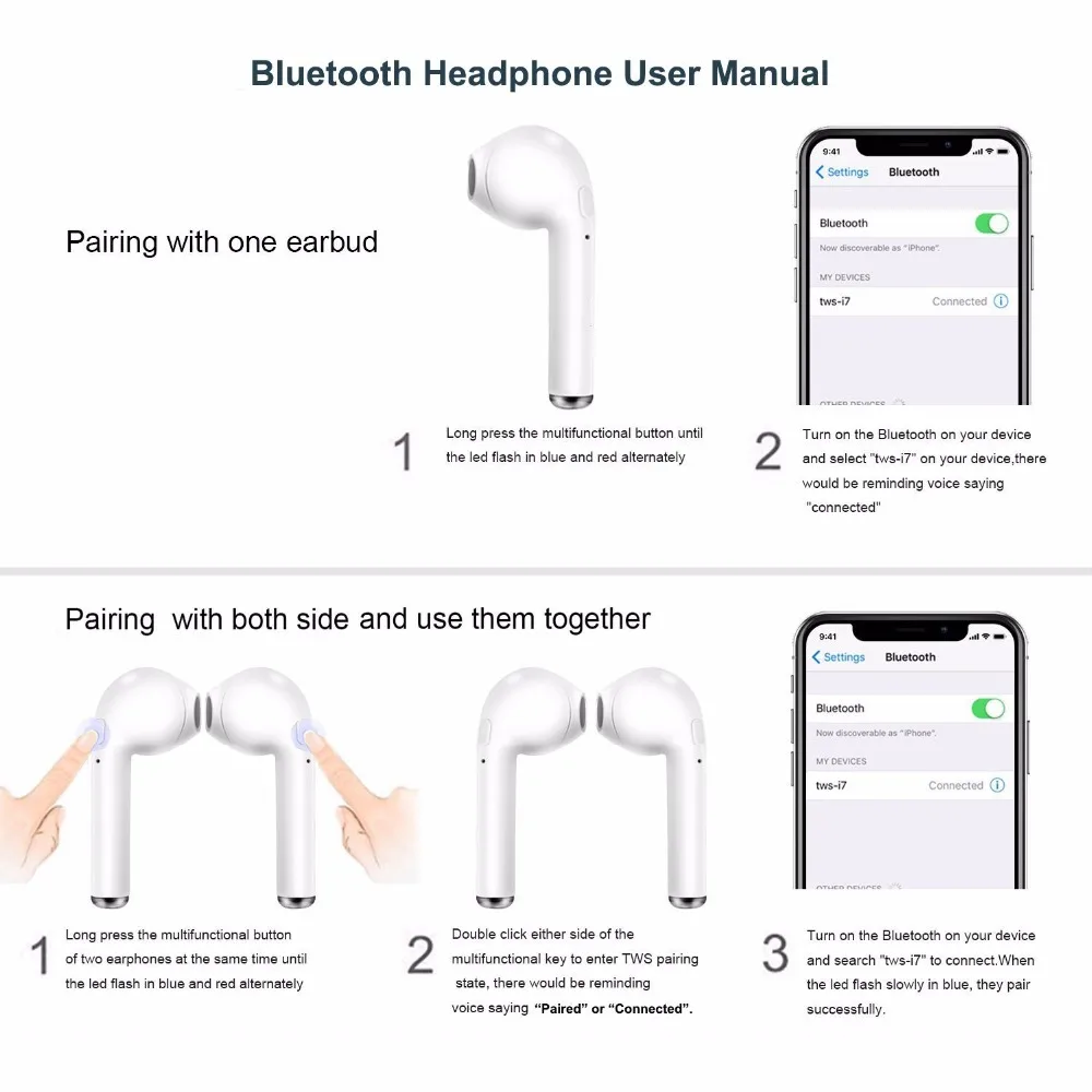 AMTERBEST заказной продукт I7 цветной рисунок Bluetooth наушники Twis Bluetooth V4.2 стерео гарнитура наушники для bluetooth-устройства