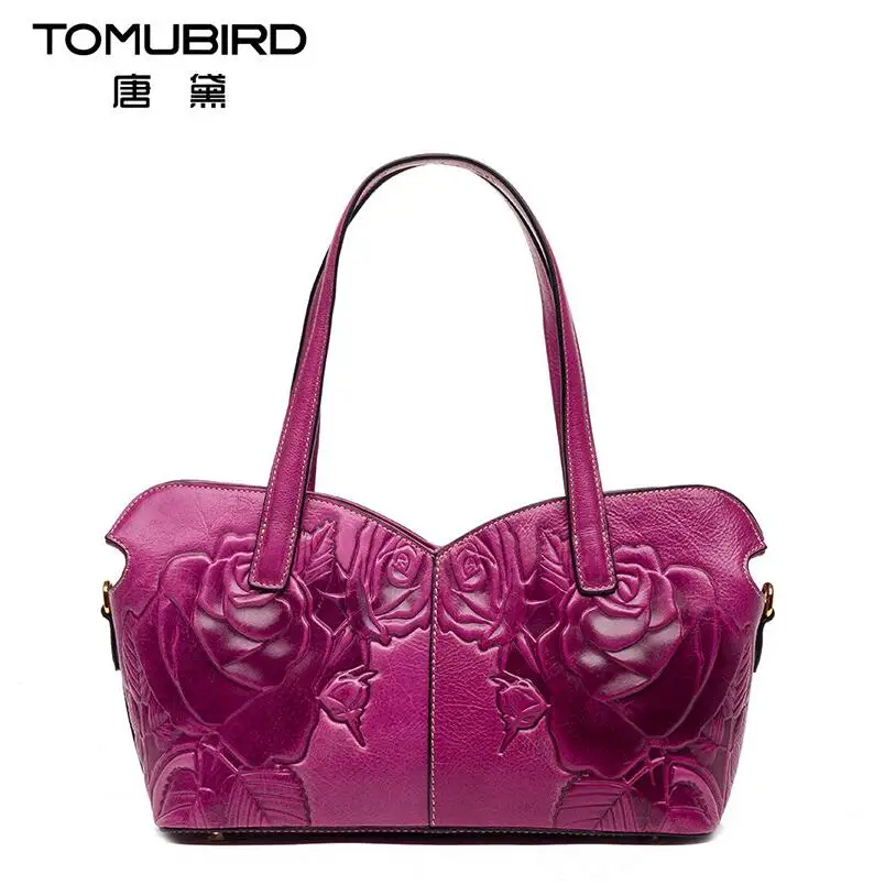 

2017 New women bag genuine leather brands quality cowhide printing fashion retro women handbags shoulder bag