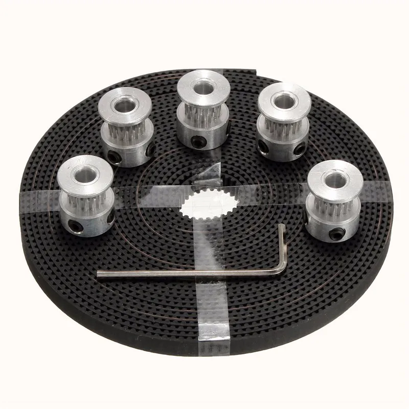 

5PCS GT2 Timing Pulley 16T Bore 5mm + 5M GT2 Timing Belt Width 6mm for 3D Printer RepRap Prusa