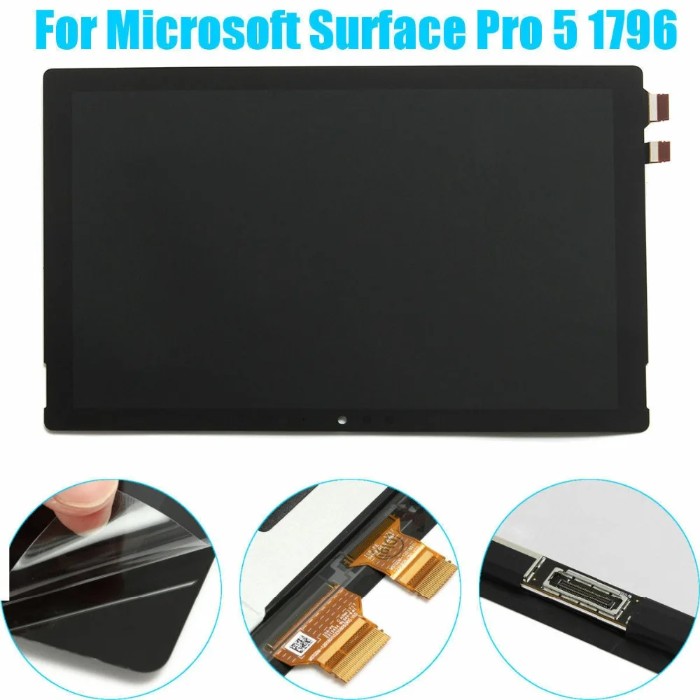 Сменный ЖК-дисплей для microsoft Surface Pro5 Pro 5 1796, сенсорный экран, дигитайзер, сборка 12,", черный