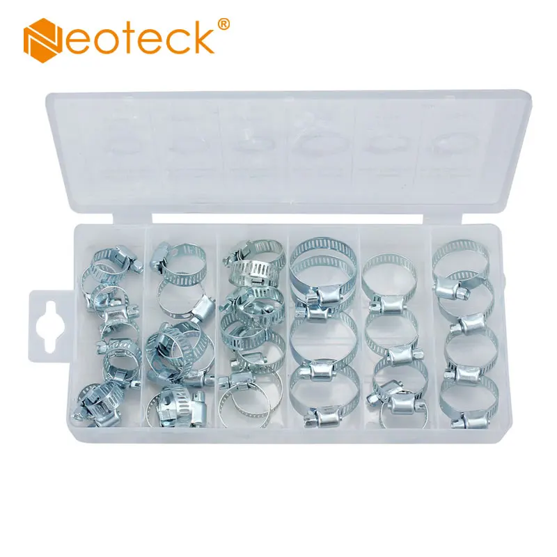 Neoteck 34PCS Stainless Steel 304 Single Ear Hose Clamps Assortment Kit