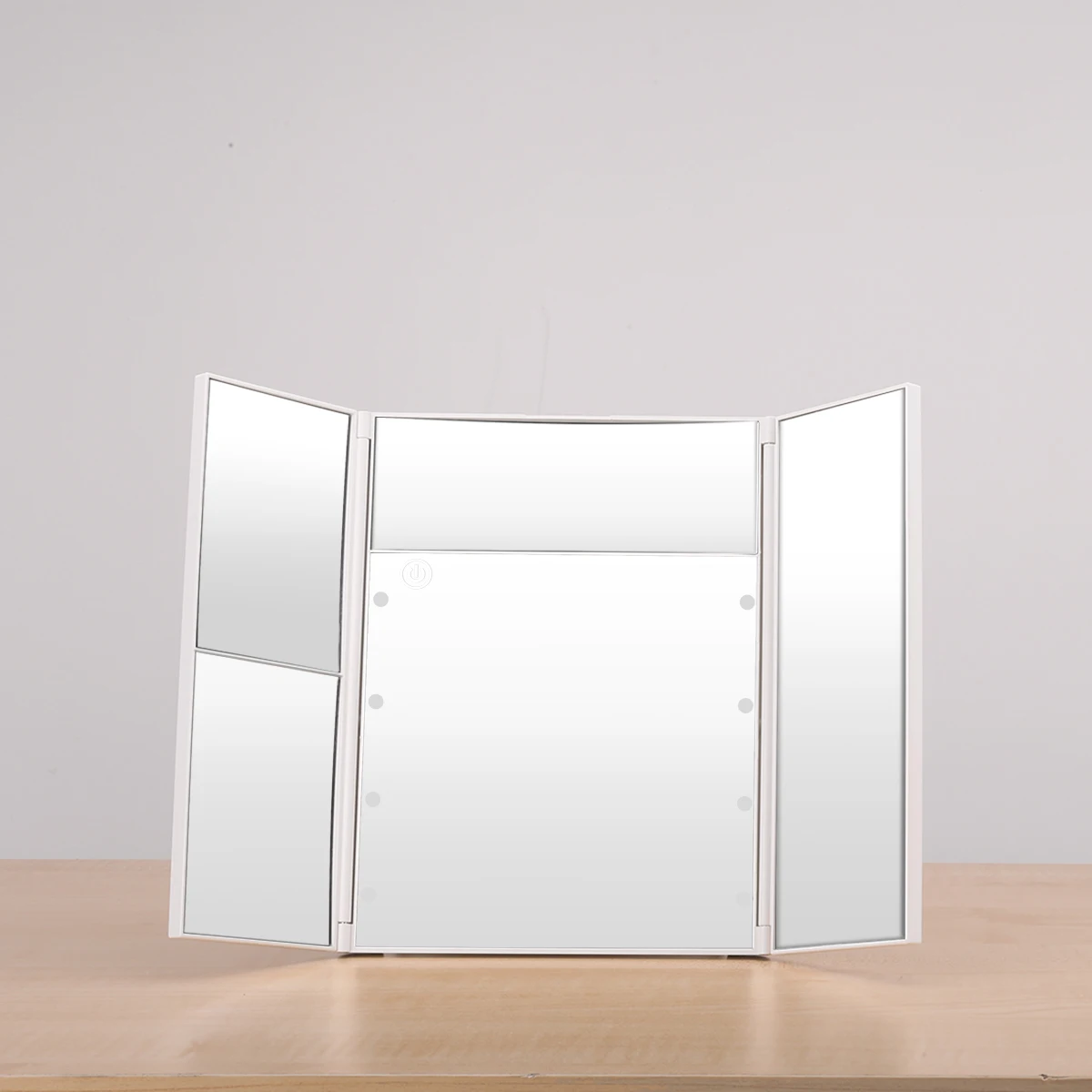 

LED Touch Screen 8 Light Makeup Mirror Table Desktop Adjustable Folding 3X/2X/5X Women Men Fashion Brightness Tool Beauty
