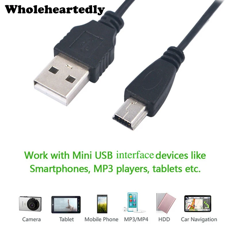 Продвижение 80 см USB 2 0 A штекер мини 5 Pin B зарядное устройство для передачи данных