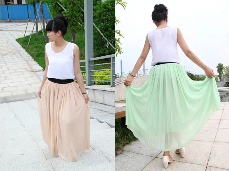New Brand Fashion Designer Sexy Style Skirt Women Sexy Chiffon Candy Color Long Skirt High Quality Nice designs Hot selling New Brand Fashion Designer Sexy Style Skirt Women Sexy Chiffon Candy Color Long Skirt High Quality Nice designs Hot selling