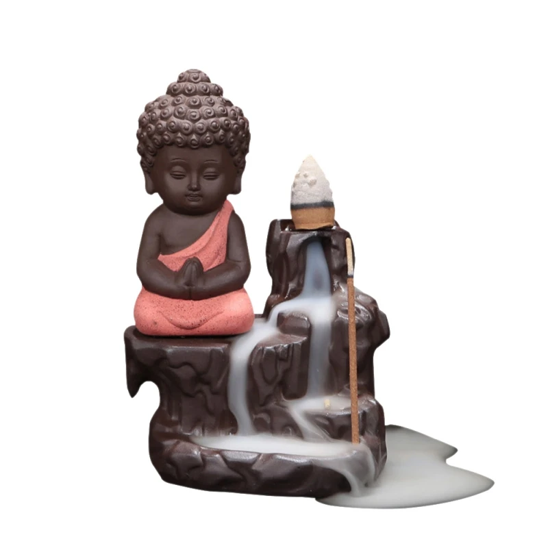 

Incense Cones + Burner Creative Car Decor The Little Monk Small Buddha Censer Backflow Incense Burner Use In Car