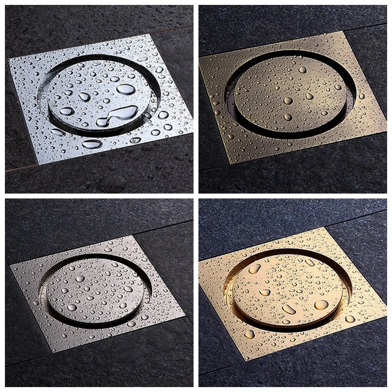 

10*10cm Fashion Artistic Brass Bathroom Round Shower Floor Drain /shower drain strainer / Tile Insert Invisible Floor Drain