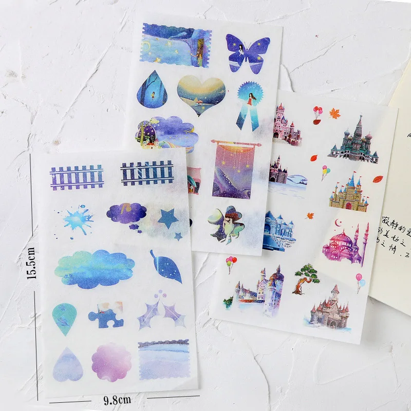 6 листов/упаковка милые цветочные наклейки Kawaii замок клейкая наклейка этикетка наклейка s для детей DIY Украшение дневник в стиле