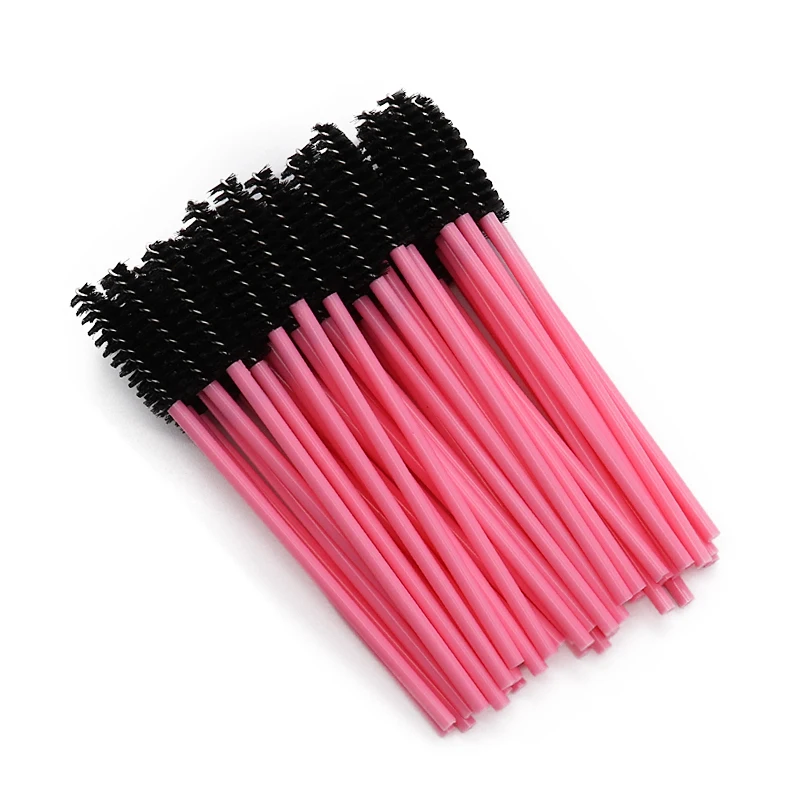 50 шт./лот одноразовые ресницы щетка расческа тушь для ресниц палочки наращивание ресниц индивидуальный аппликатор женские инструменты для макияжа; красота M03809 - Handle Color: Pink To Black