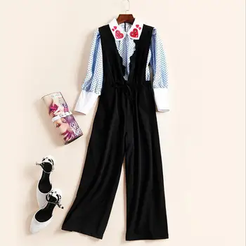 

clearance sale The new Europe and the United States women's spring Wave point peach heart shirt + suspenders fashion suits
