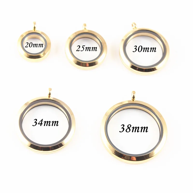 

Gold Color Plain Twist Screw Floating Locket 316L Stainless Steel Floating Memory Glass Locket Pendant Dropshipping!