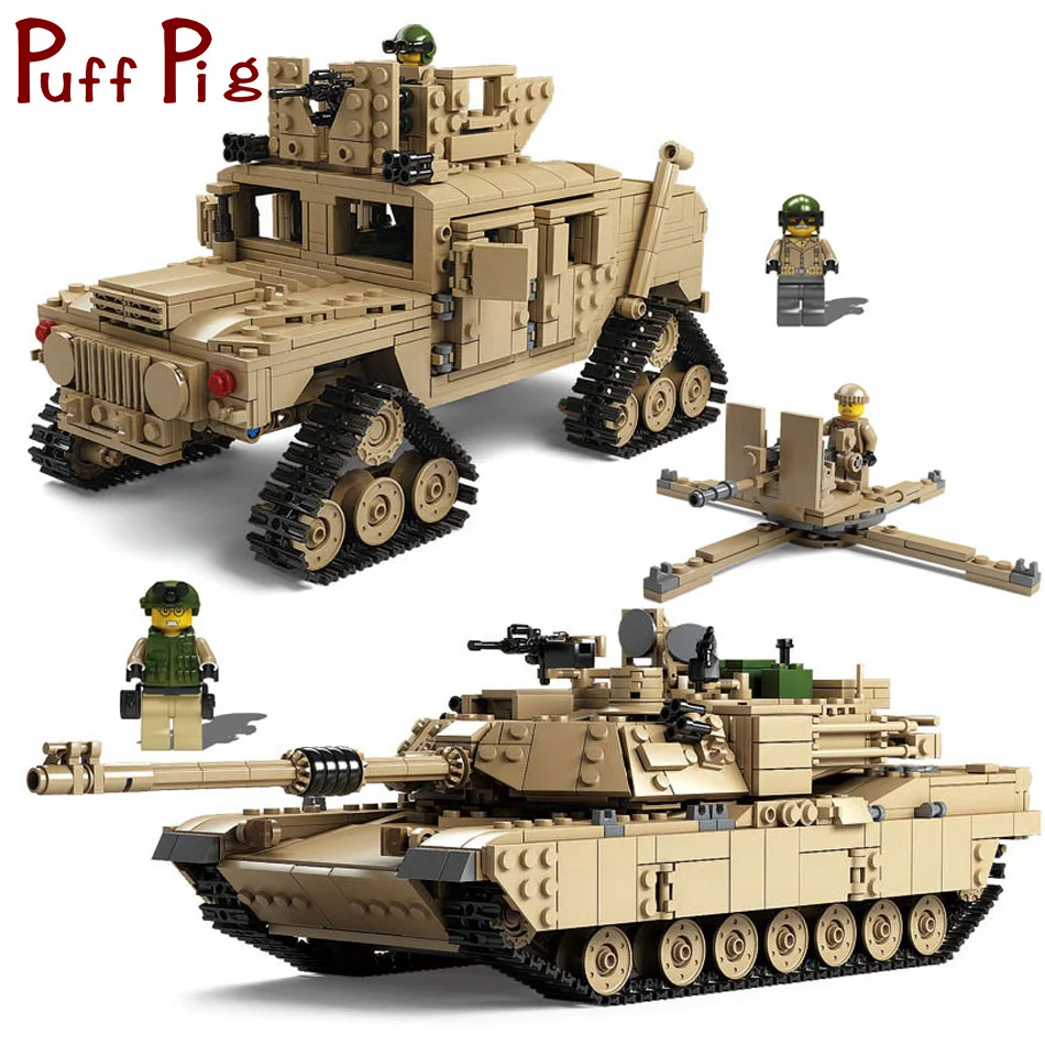 

1507PCS Military M1A2 ABRAMS Tank Model Army Force Soldiers Building Blocks Giocattoli Jouet World War 2 Toys For Children Kids