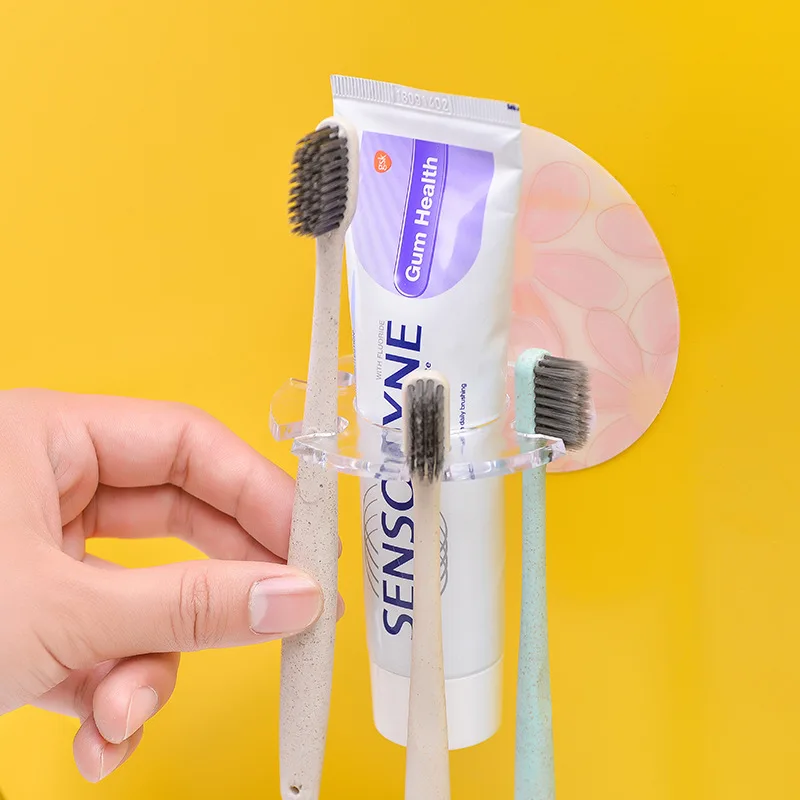 Plastic tooth brush holder wall mounted toothbrush holder tooth paste Bathroom shaver storage organizer 1PC