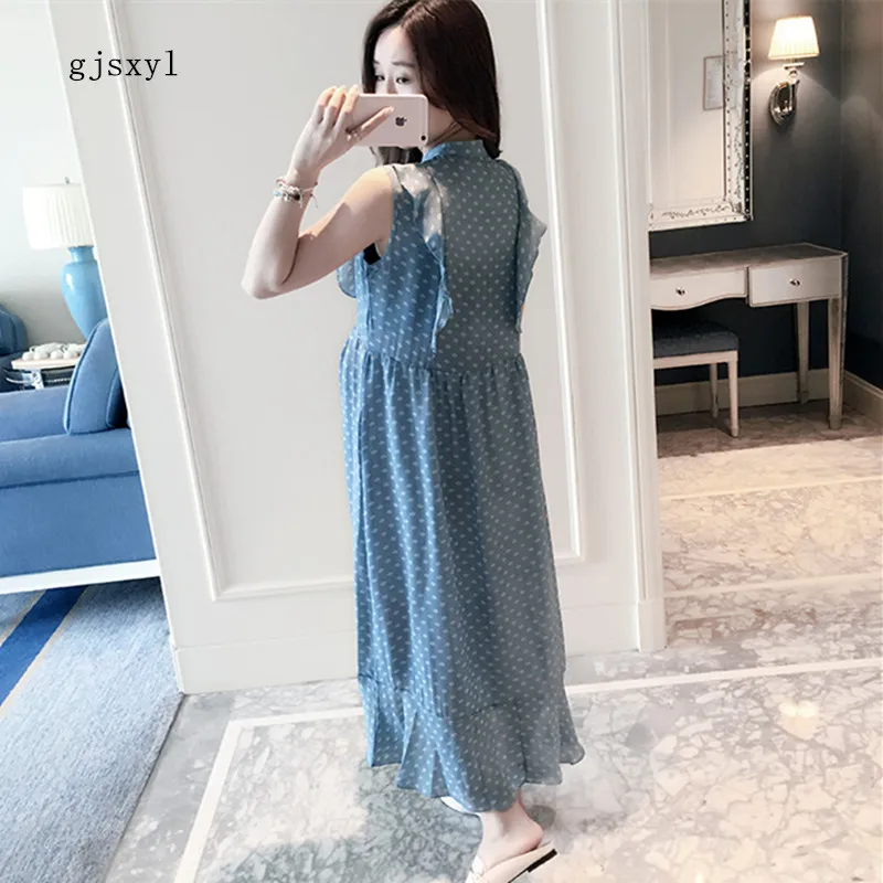 2017 maternity summer new comfortable Slim temperament pregnant women dress fashion dots small fresh dress