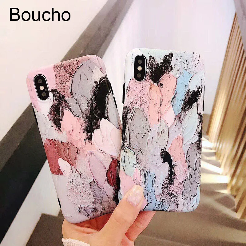 Boucho Colorful Art Graffiti Painting Phone Case For iphone X XS MAX XR 8plus 6plus Cases 6 6s 7 8 Plus Back Cover |