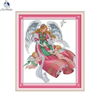 

Joy Sunday Angel 4 Canvas DMC 11ct 14ct Counted Chinese Cross Stitch Kits printed for Embroidery Home Decor Needlework