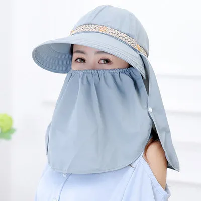 PLOERMIN Sun Женская Летняя шляпка Sunbonnet Sun Anti-uv летняя шляпа складная шляпы для рыбалки Женская наружная полная защита Кепка - Цвет: light gray