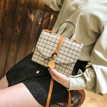 

2019 Fashion Women shoulder Messenger bags Brand designer Plaid Small Square Bag Simple Handbag Tide Female Bag