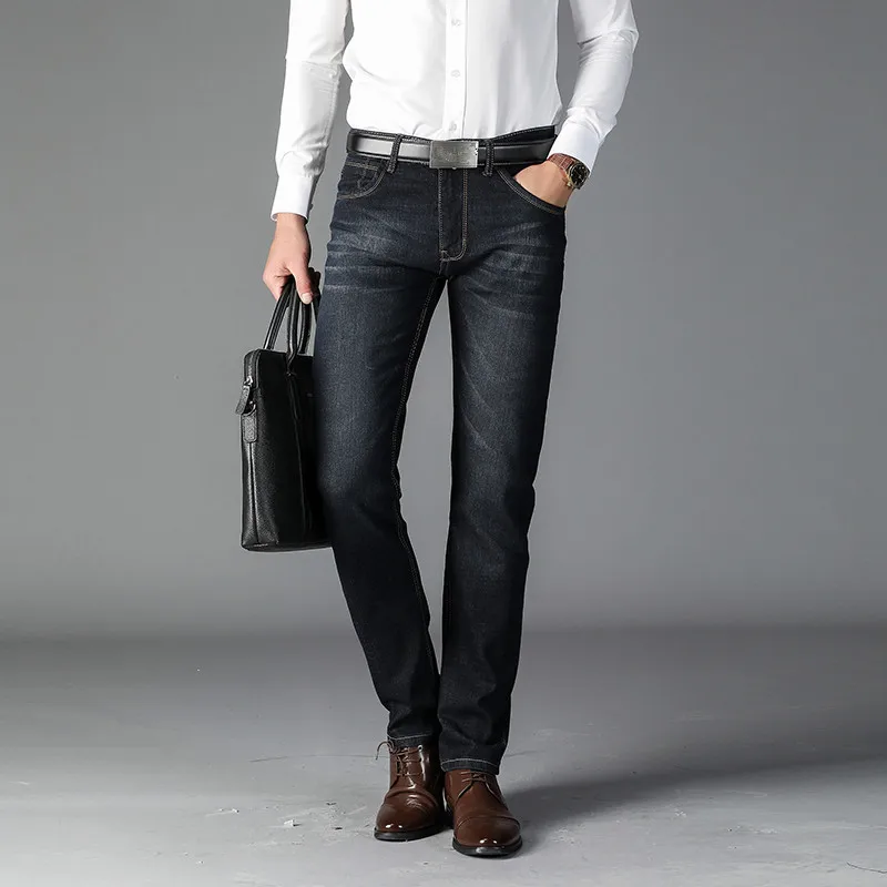 Spring Men Straight Slim Jeans Man Stretched Denim Pants Pantalon Homme stonewashed Trousers Male Casual Personal Quality Jean