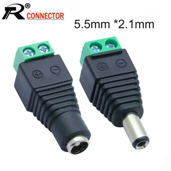 

10PCS 5.5mmx2.1mm Male/Female DC Power Connector Jack Plug Adapter for 3528 5050 RGBW LED Strip Module CCTV Camera Power Supply
