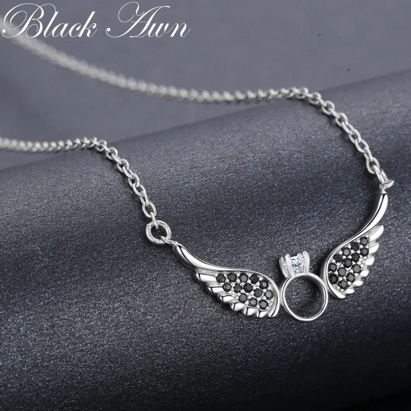 Женское винтажное ожерелье из серебра 925 пробы с черной шпинелью|fine jewelry|necklaces