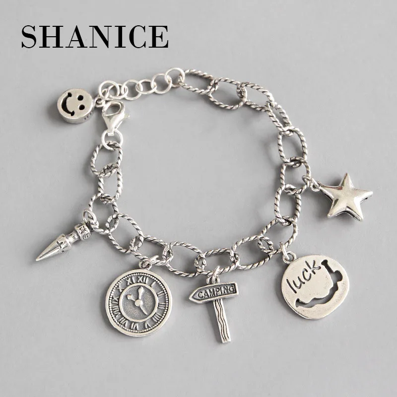 SHANICE S925 Стерлинговое Серебро винтажный ручной работы смайлик монета ножной браслет. Бохо цыганский пляжный этнический Племенной фестиваль богемный