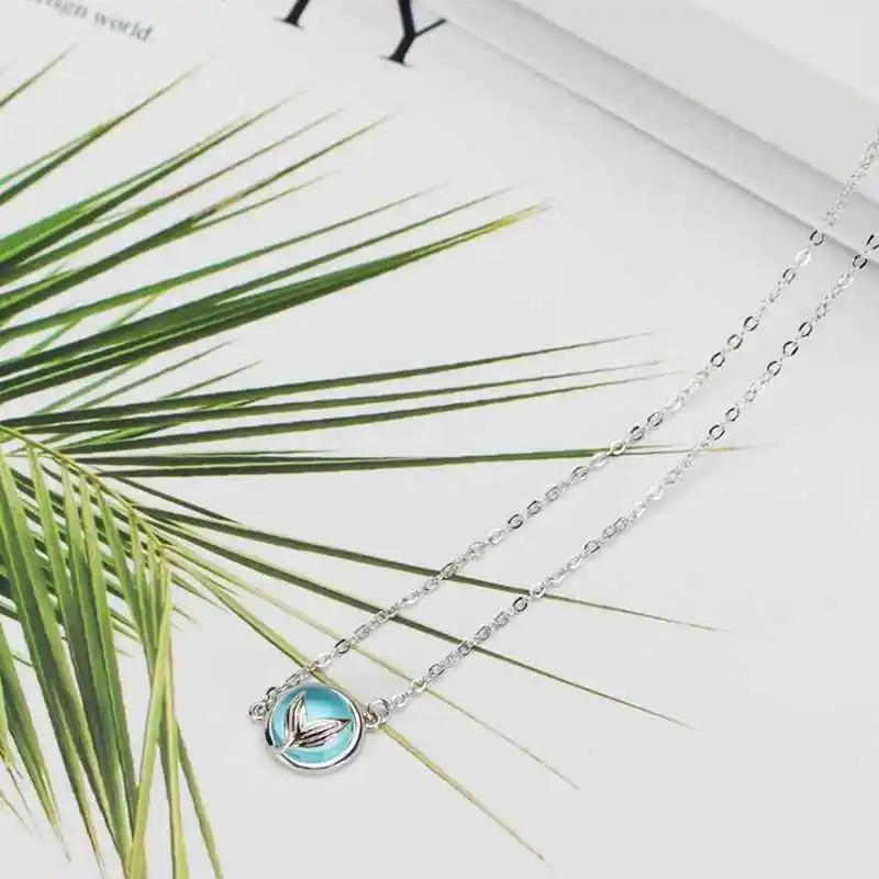 Ruifan, 925 пробы, серебряная цепочка, ожерелье s, для женщин, для девушек, синий кристалл, Русалка, пузырь, подвеска, ожерелье, подарок для девушки YNC040
