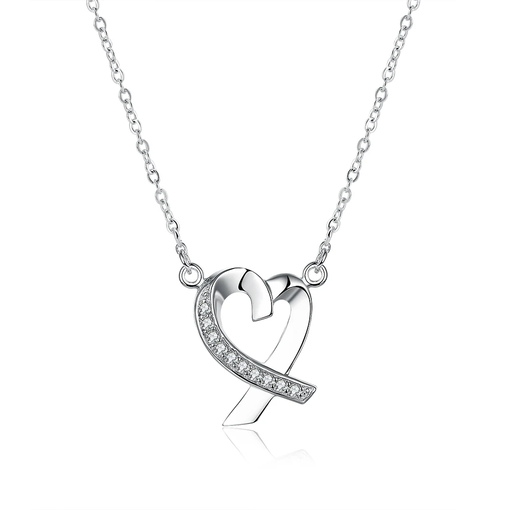 Silver Color Geometric Heart Pendant Necklace Fashion X Shape Necklace Collar Couple Lover Body
