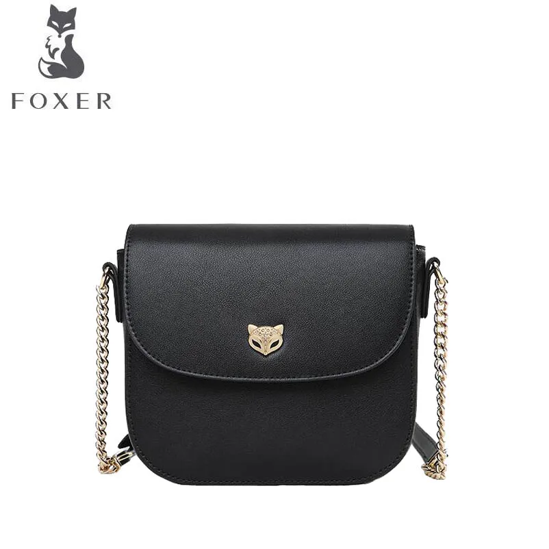 

FOXER 2018 New women Leather bag fashion luxury handbags women famous brand Chain Simple small women leather Crossbody Bag
