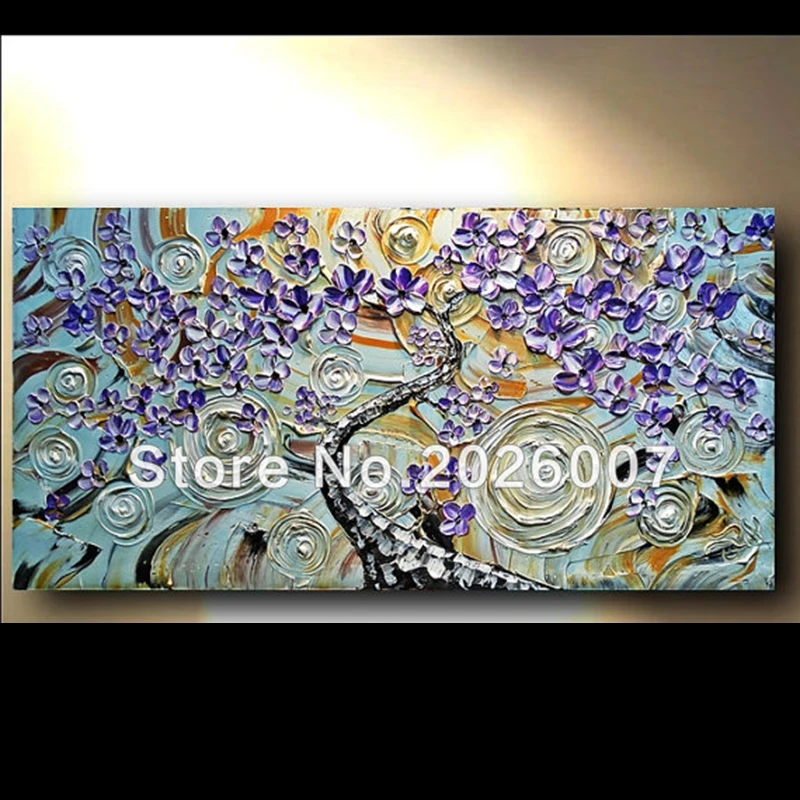 

Hand Painted Abstract Landscape Thick Palette Knife Enchanted Textured Tree of Life Oil Painting On Canva Modern Home Decoration