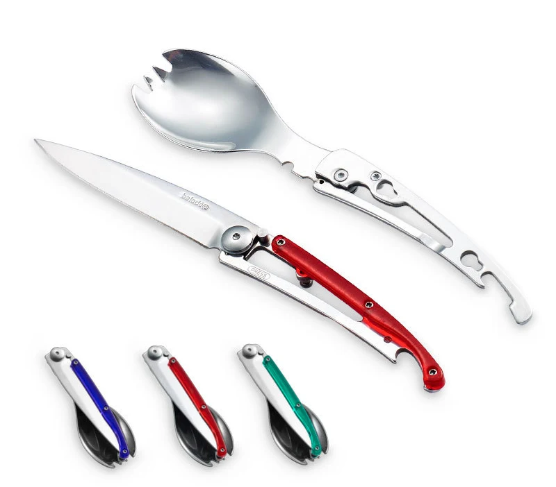 1pc random Outdoor Camping Tableware Folding Spoon Fork Knife Set Portable Travel Hiking