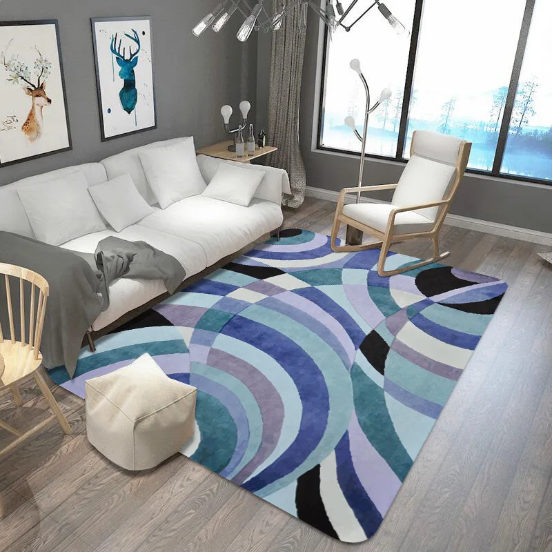 

Geometric style large carpet Living room bedroom floor mat Kitchen strip absorbent mat Bathroom non-slip door mat velvet rug