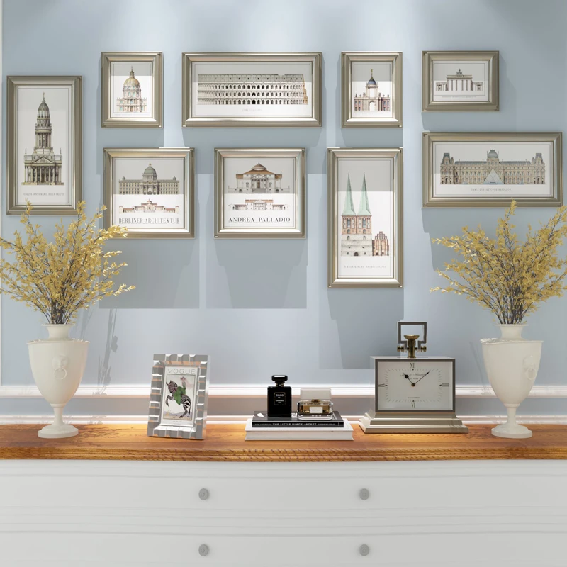 9 Pieces/Set Europe Style Fashion Wood Picture Frames Set, Home