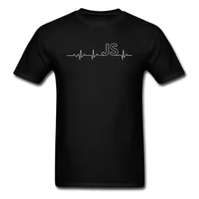 JS JavaScript Heartbeat Programmers Cheap Tshirt Coder Computer Javascript Pure Cotton Designers Fashion Men's T Shirt Print майка борцовка print bar javascript