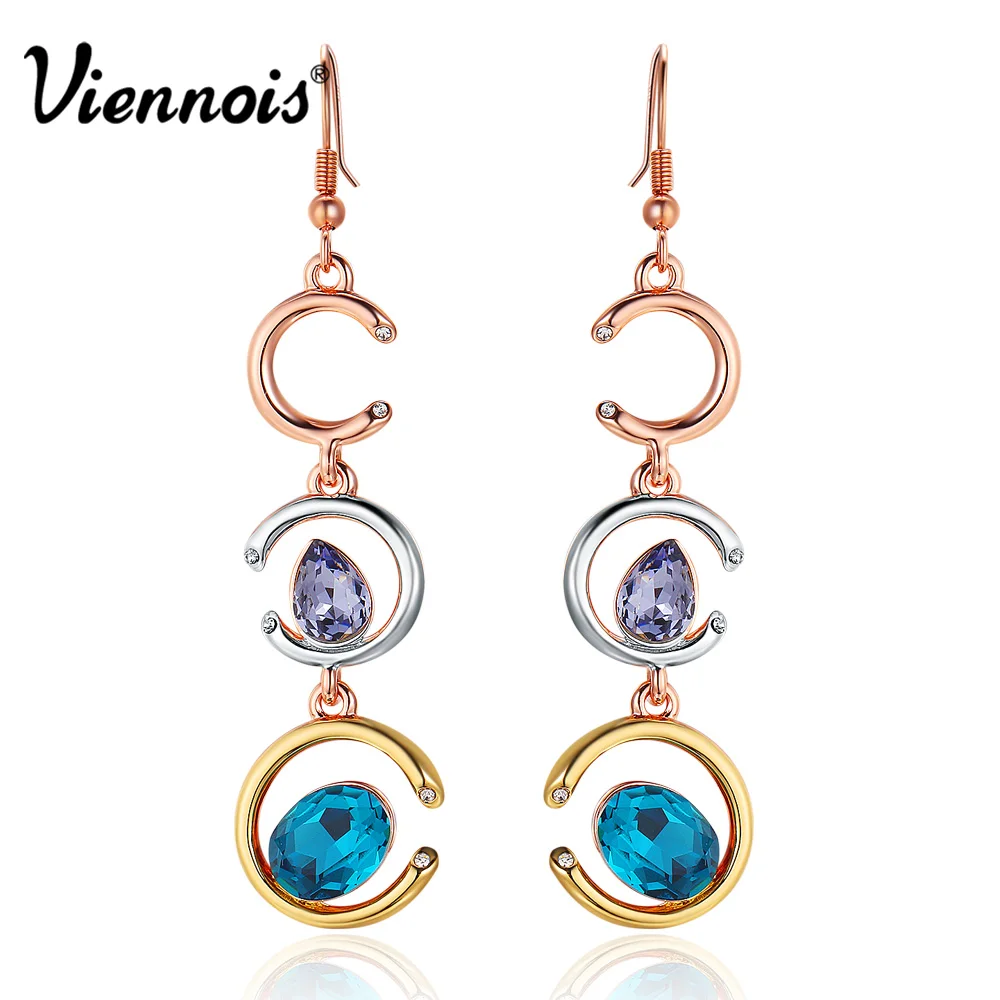 Viennois Многоцветный Луна Болтаются Серьги для Женщин Трехместные Слоев Синий и