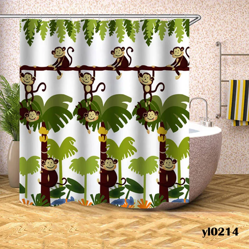 

Monkey Shower Curtains Animals Waterproof Bath Curtains For Bathroom Bathtub Large Wide Bathing Cover Home Cortina De Chuveiro