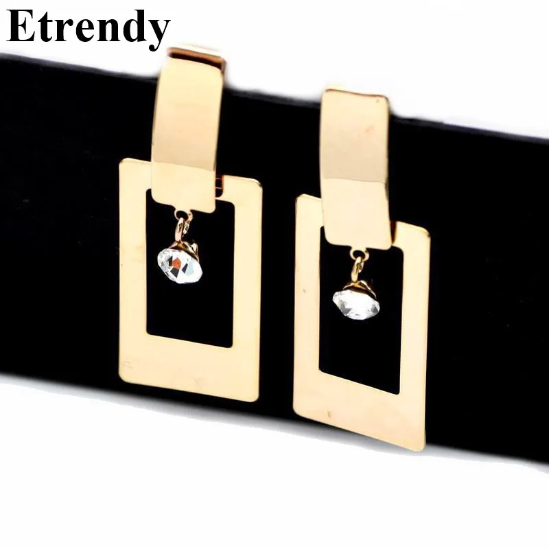 

Etrendy Geometric Statement Earrings For Women Bijoux Jewelry Square Long Drop Earrings Big Gold-Color Fine Gift