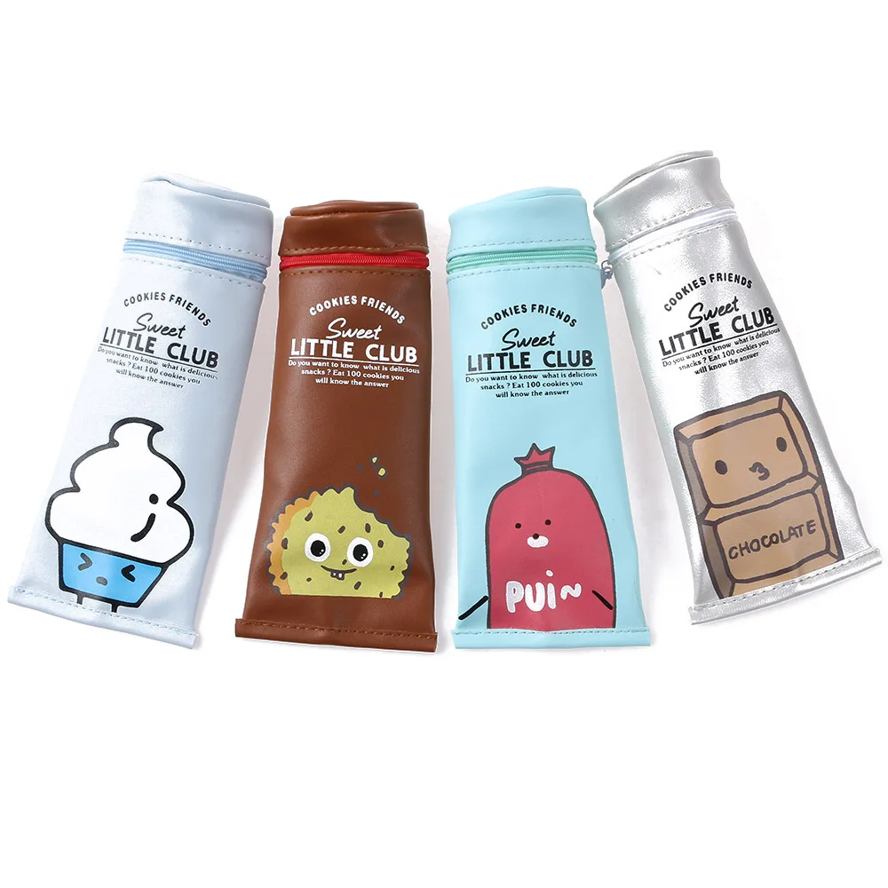 

1PC Snacks Ice Cream Chocolate Cookies Sausage Toothpaste Shaped PU Leather Pen Bag Pencil Case Storage Bag Pencil Box Case