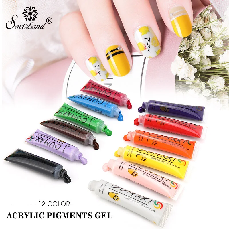 

Saviland 12 Colors Drawing Gel Varnish Acrylic Paint Set Color Oak Off UV Jelly Glass Drawing Gel Varnish Nail Art Tools