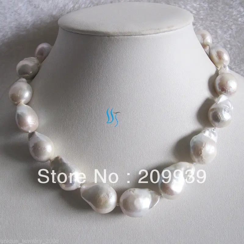 

free shipping>>@@ JY&2683 18" 13-25mm White Nuclear Freshwater Pearl Necklace