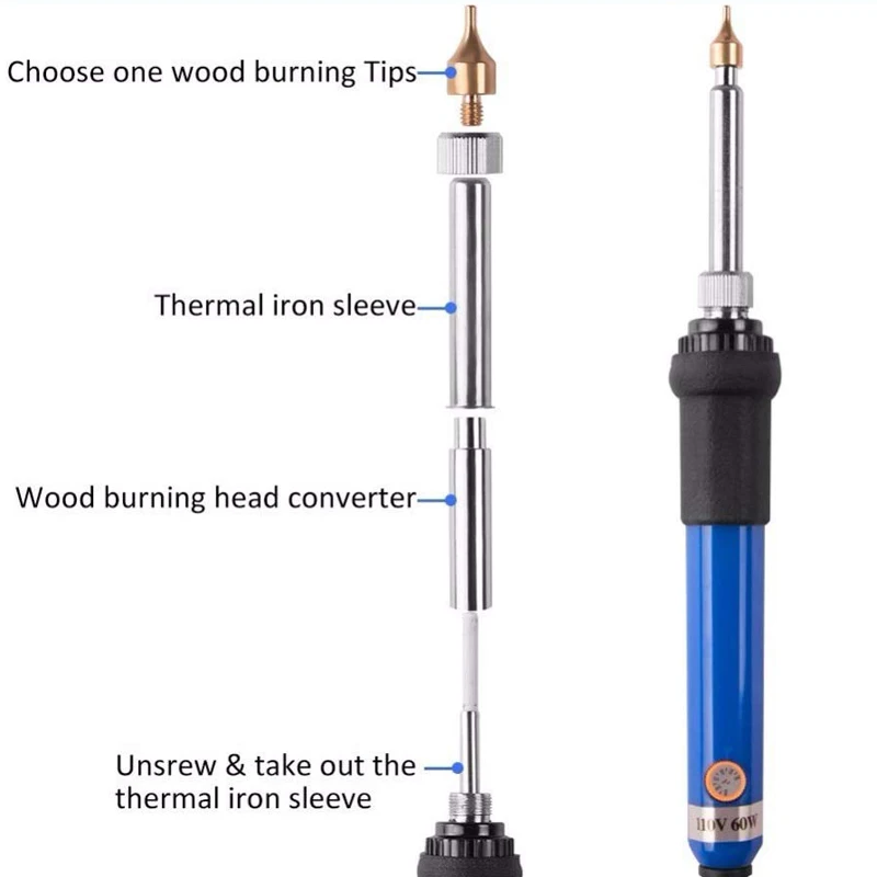 220 В 60 Вт регулируемые Электрические паяльники паяльная станция для сжигания древесины резьбы инструмент для пирографии тиснение сварочные наконечники