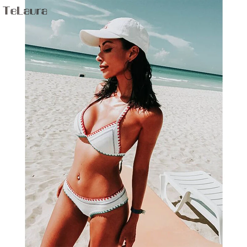 2018 New Sexy Bikinis Women Swimwear Push Up Swimsuit Halter Top Biquini Padded Bathing Suit Bandage Brazilian Bikini Set