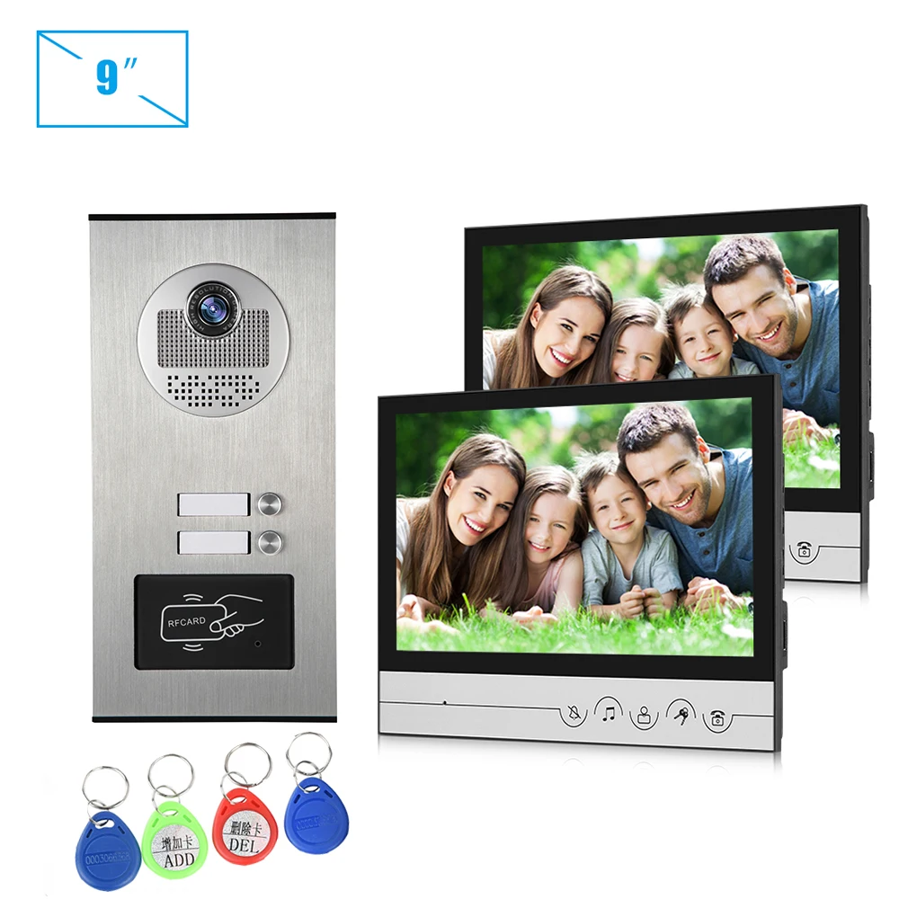 Video Intercom Entry System Wired 7 Inch Door Phone Kits for 2 Unit Apartment Support Monitor RFID Keyfob Unlock | Безопасность и
