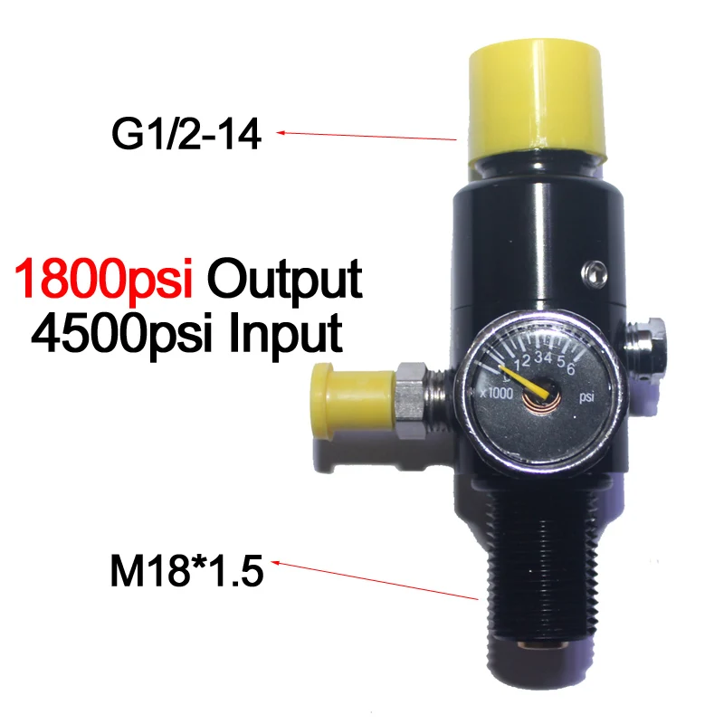 الألوان co2 اسطوانة اطلاق النار 4500PSI خزان الهواء منظم الضغط الناتج 800/1800/2400/3000psi M18 * 1.5 الألوان co2 اسطوانة اطلاق النار 4500PSI خزان الهواء منظم الضغط الناتج 800/1800/2400/3000psi M18 * 1.5