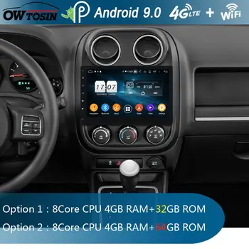 

10.1" IPS Android 9.0 Octa 8 Core 4G RAM+64G ROM Car DVD Radio Player GPS For Jeep Compass 2010-2016 DSP CarPlay Parrot BT Adas